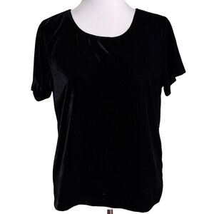 J. Crew Black Velvet Short Sleeve Top